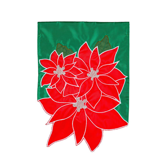 Poinsettia Bloom Basic Applique Garden Flag