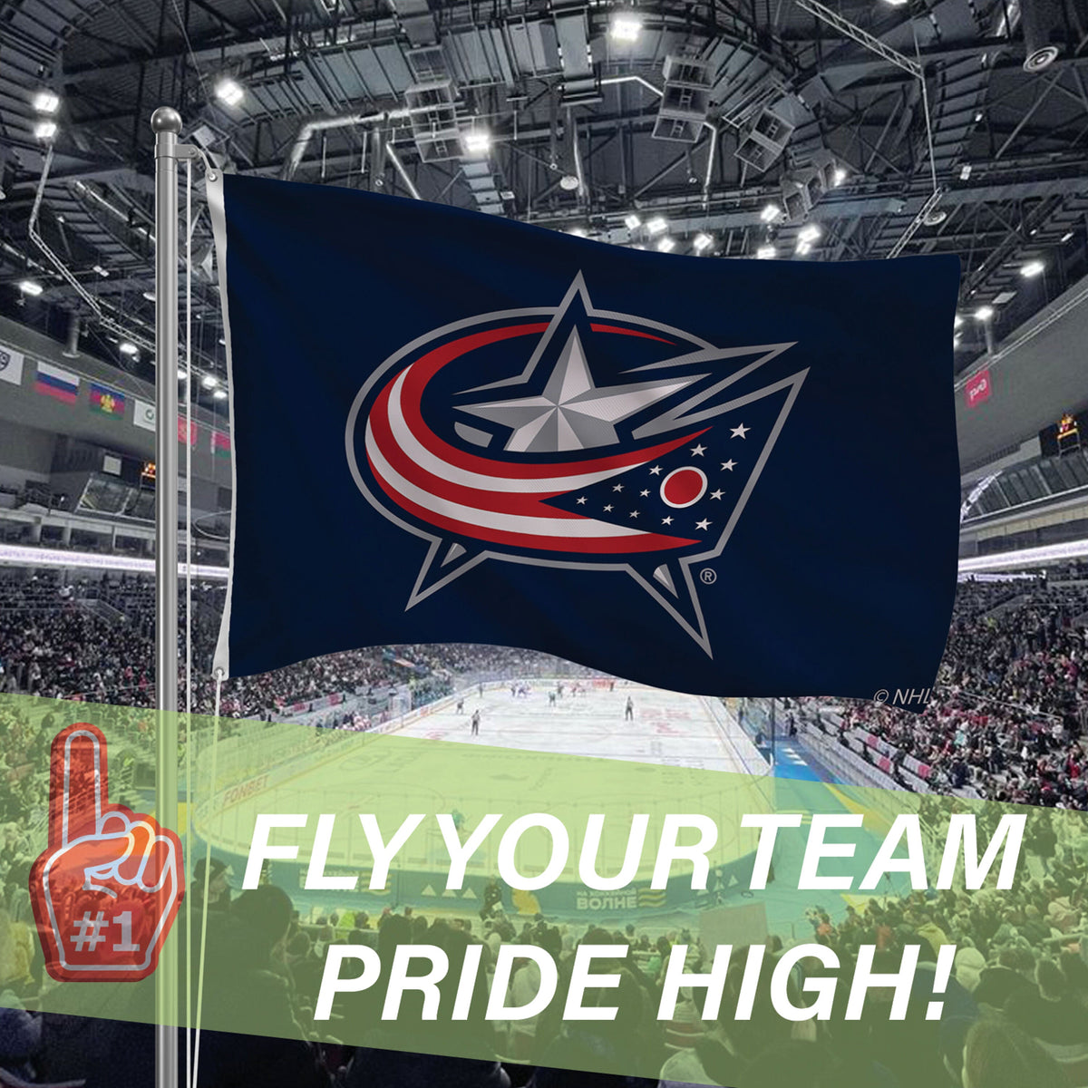 Columbus Blue Jackets Single Sided Flag with 2 Grommets, 3'x5'