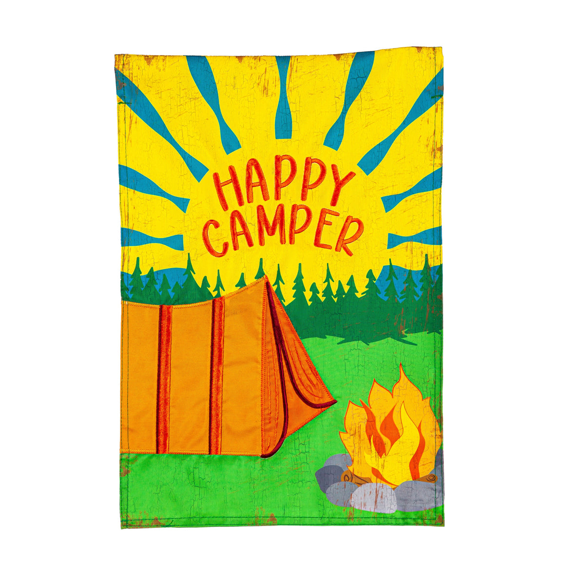 Happy Camper Garden Applique Flag