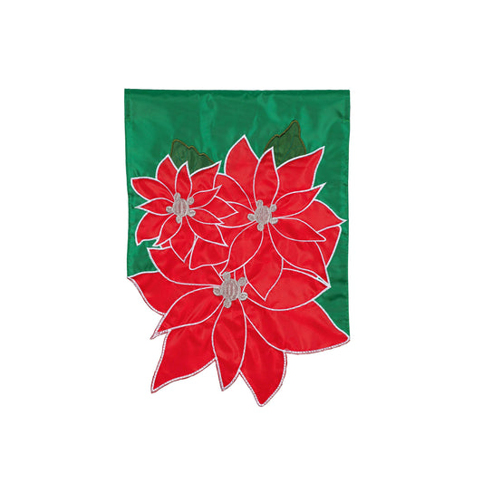 Poinsettia Bloom Basic Applique Garden Flag