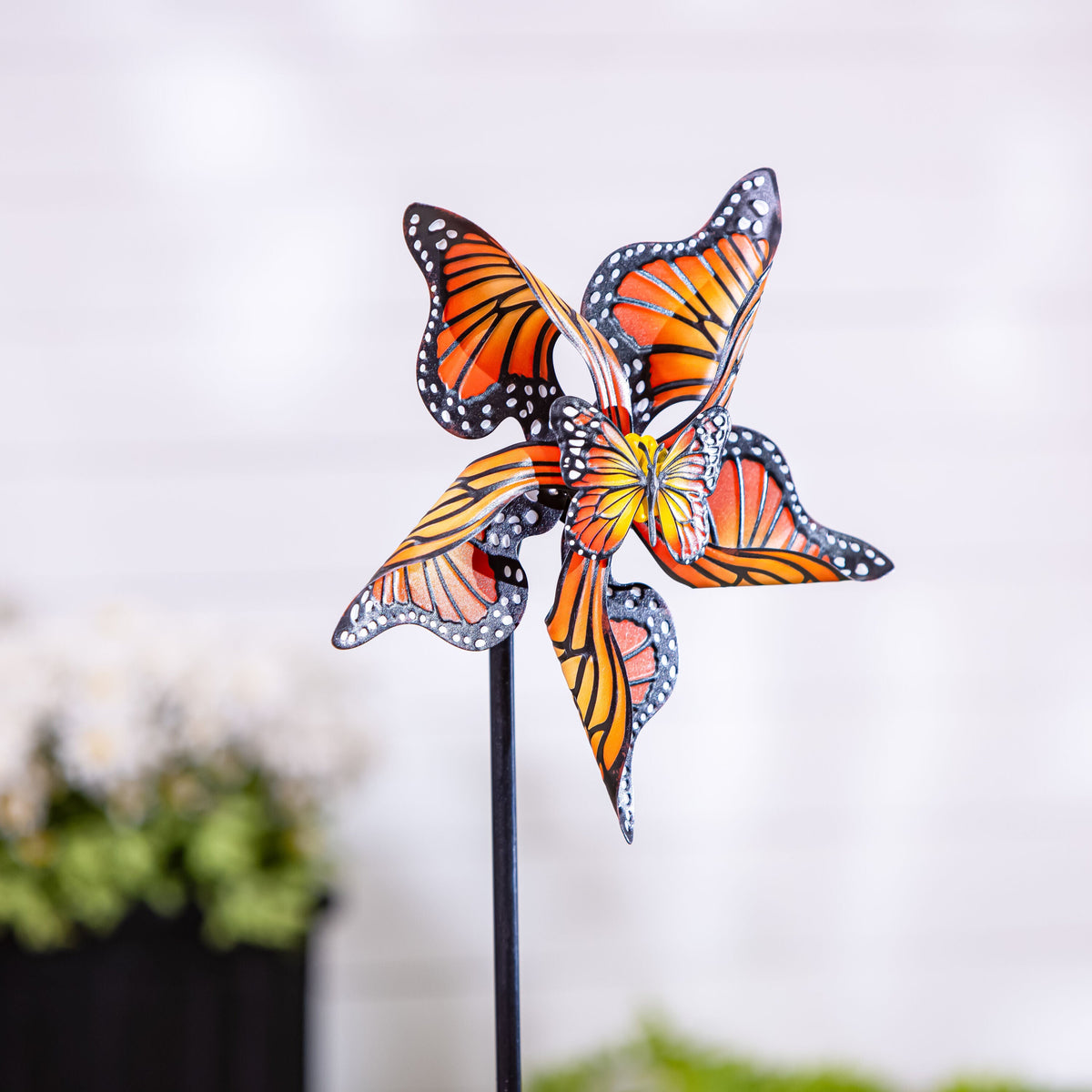 Monarch Butterfly Metal Wind Spinner 48"H