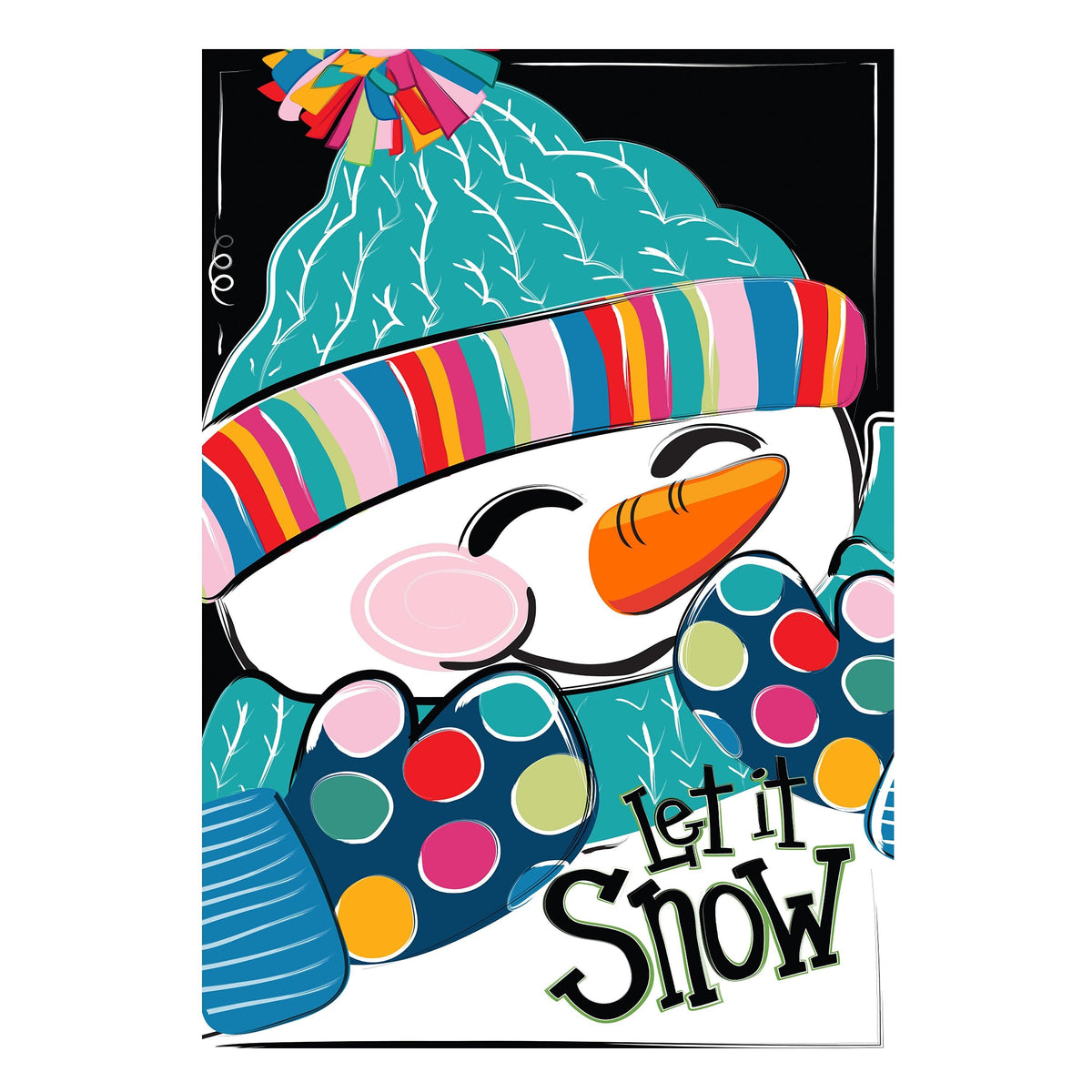 Let It Snow-Man Applique Garden Flag