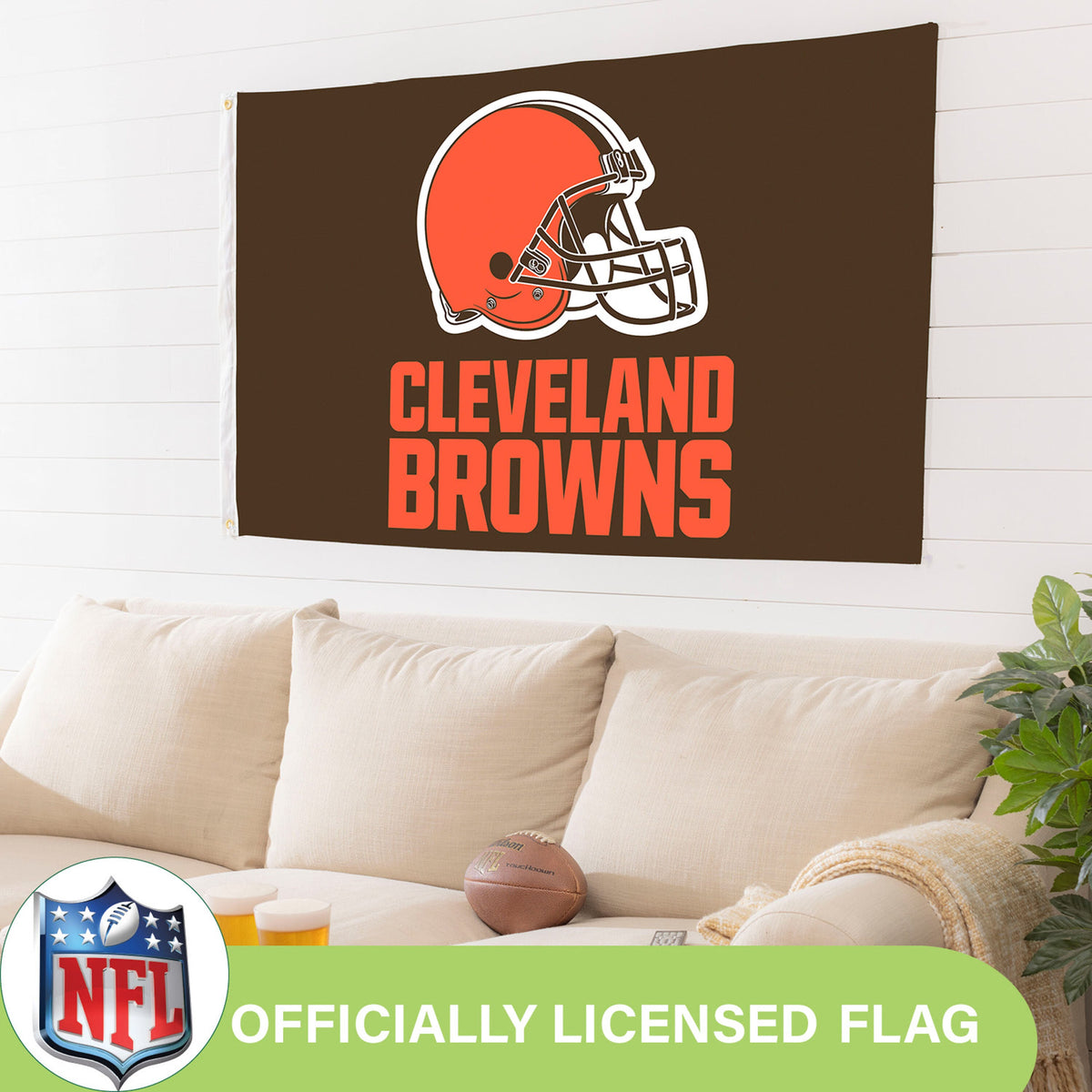 Cleveland Browns Single Sided Flag w/ 2 Grommets, 3'x5'