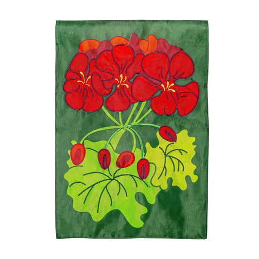 Geraniums Applique Garden Flag