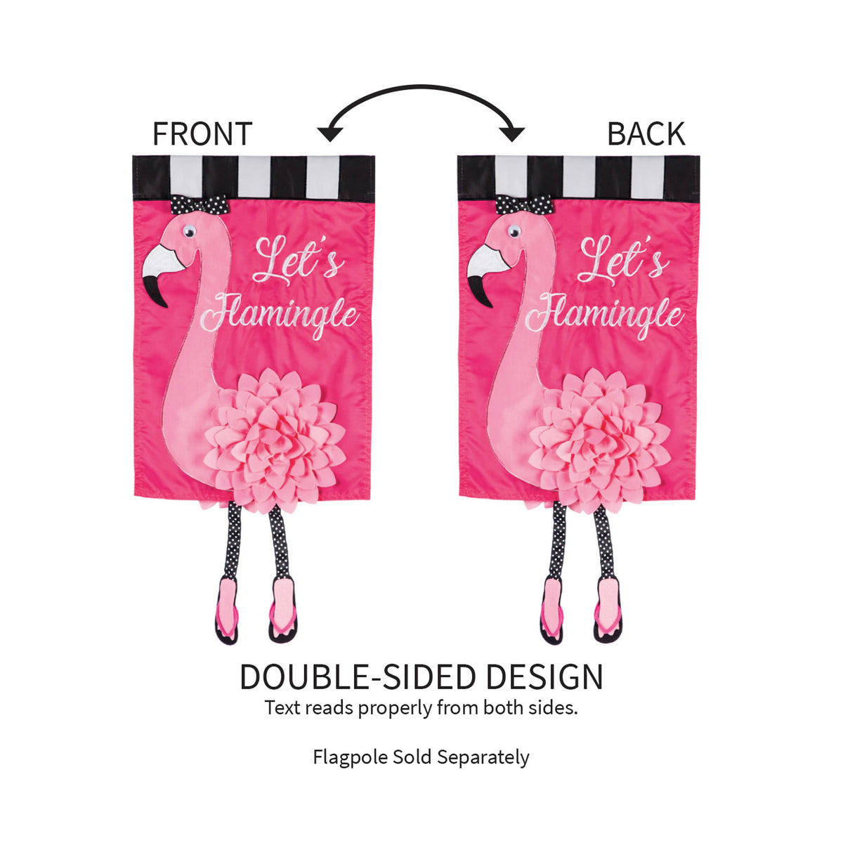 Let's Flamingle Garden Applique Flag