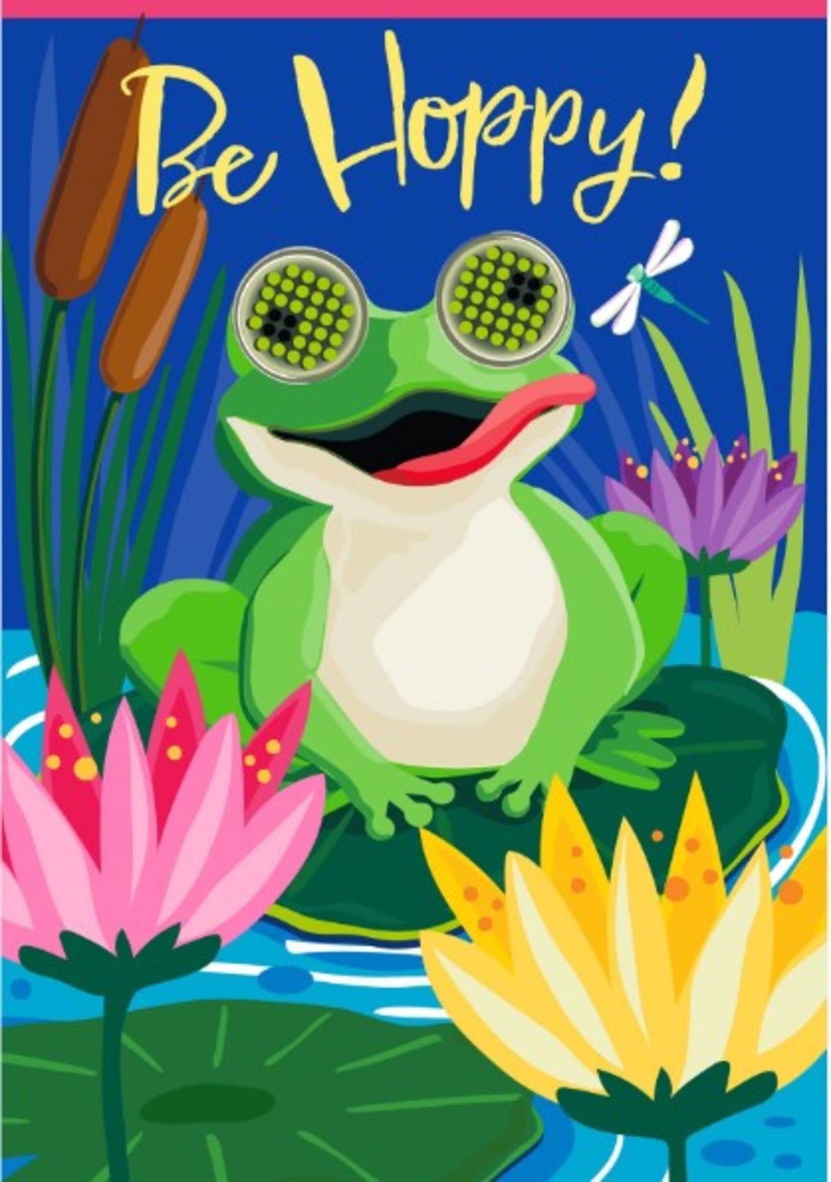 Animated Be Hoppy Applique Lighted Garden Flag
