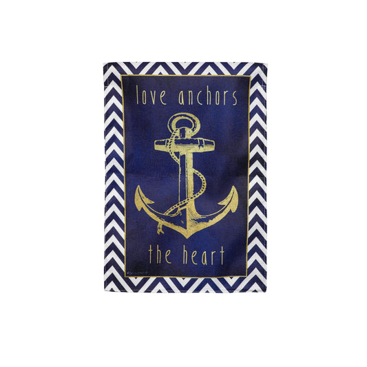 Anchor & Gold Reversible Burlap Garden flag