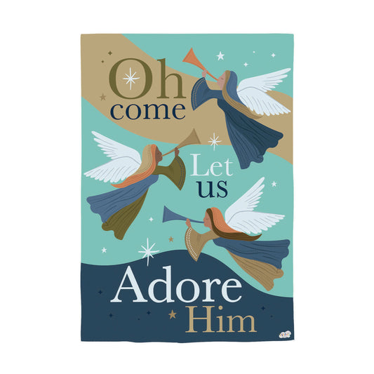 Oh Come Let Us Adore Him Suede Garden Flag