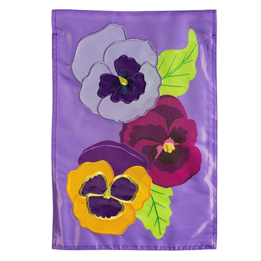 Pansy Garden Basic Applique Garden Flag