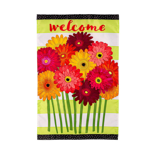 Gerbera Daisies Bouquet Applique House Flag