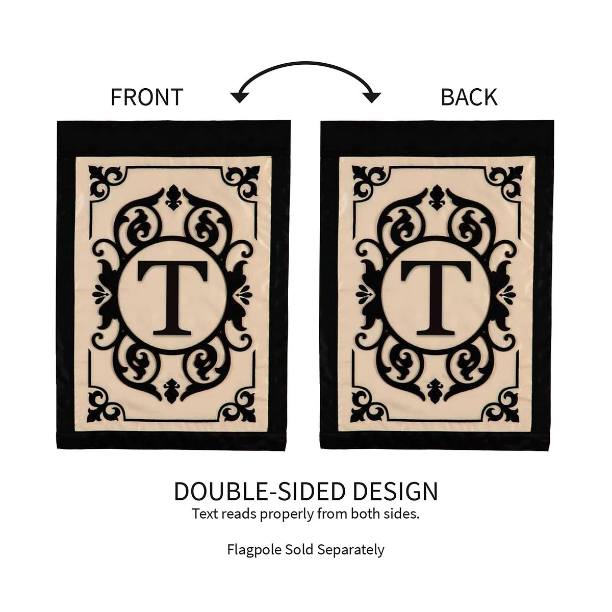 Cambridge Monogram Garden Applique Flag, Letter T
