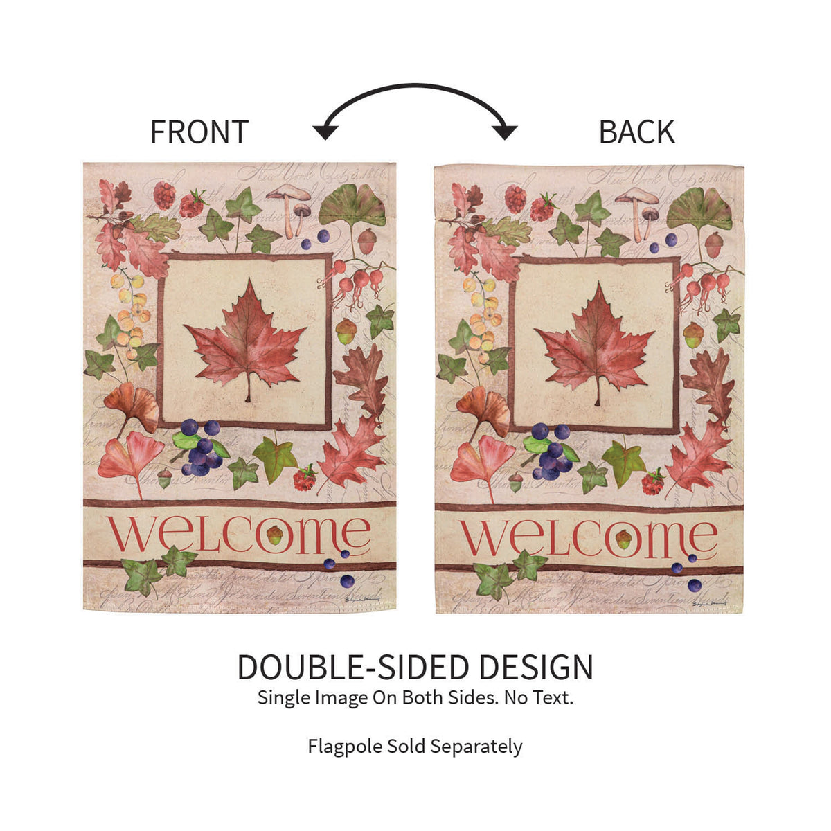 Welcome Fall Leaf Suede Garden Flags