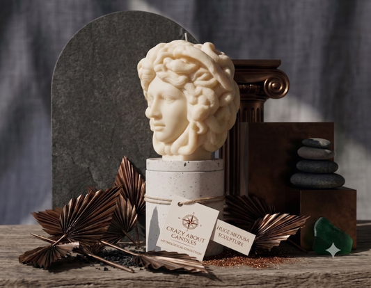 Medusa Sculpture Candle – Hand-Poured Soy Wax | 8” Greek Mythology Art