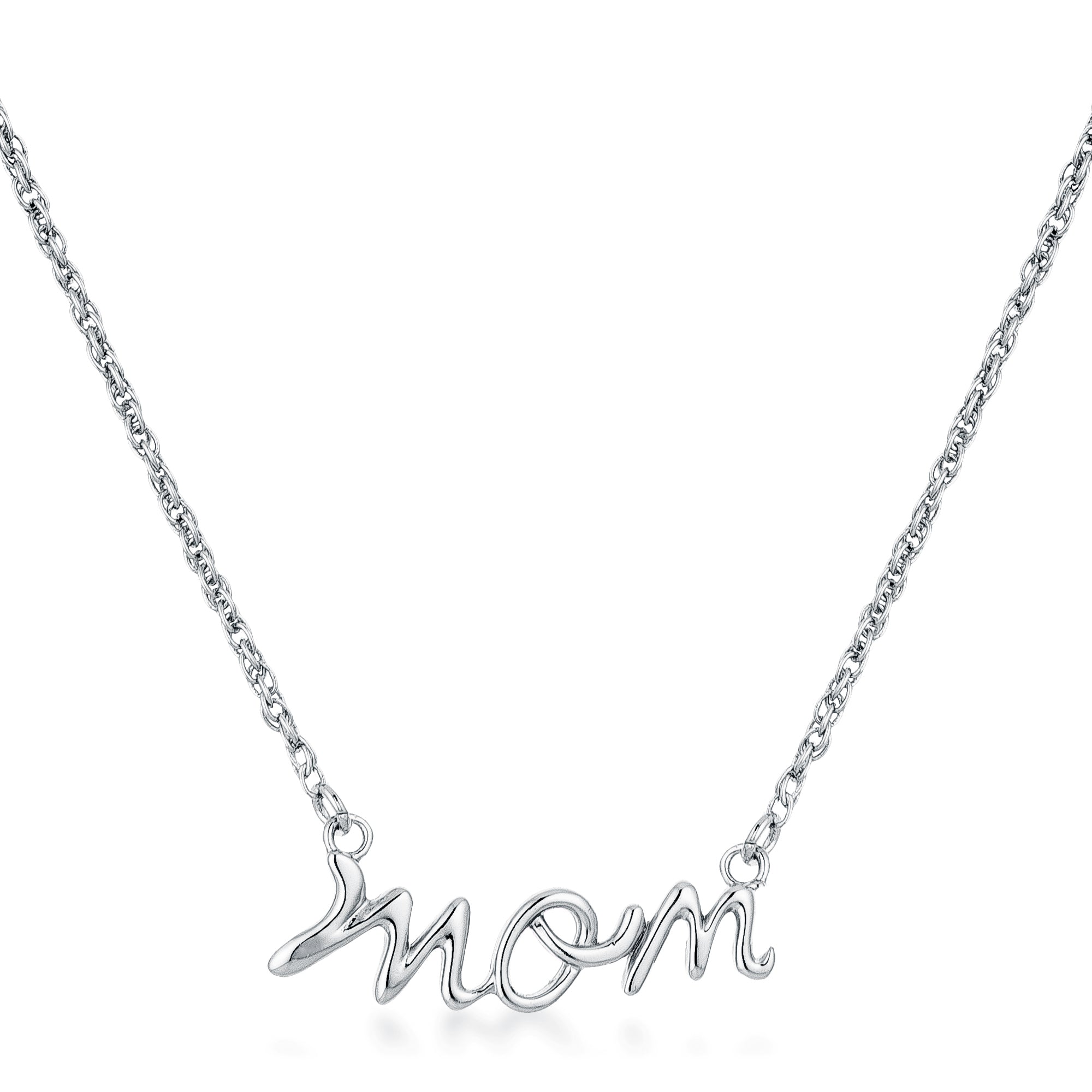 Avera Mom Script Necklace In Pink Finish