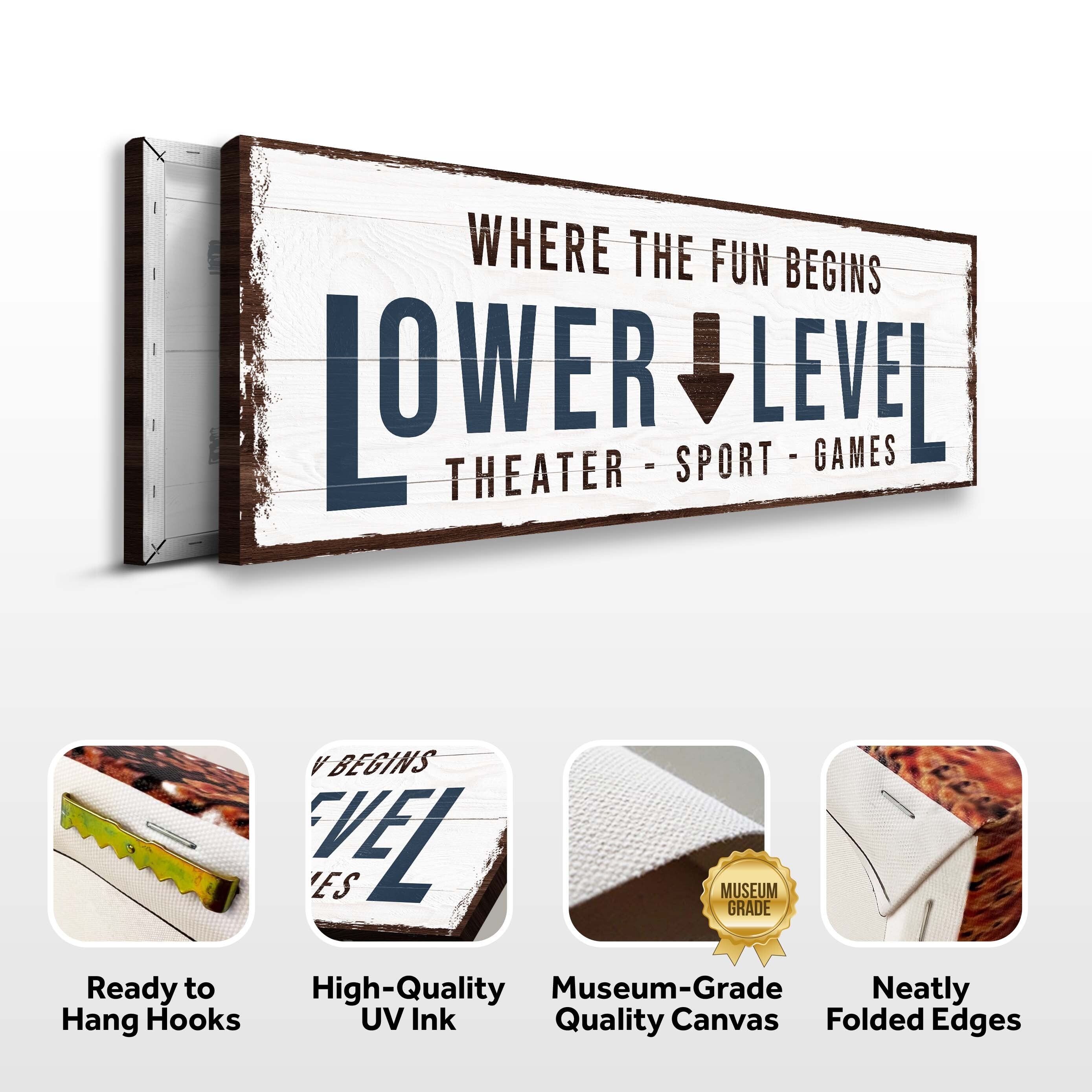 Lower Level Sign: Custom Bar Signs for Home Bar – Ideal for Personalized Basement Bar Sign