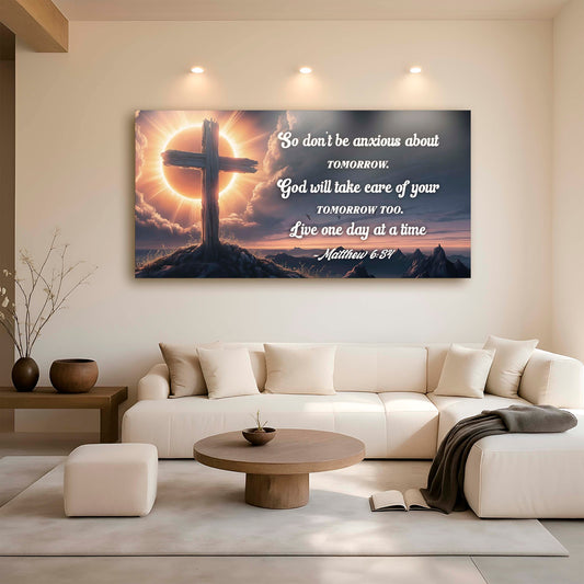 Matthew 6:34 - God Will Take Care of Your Tomorrow Faith Sign