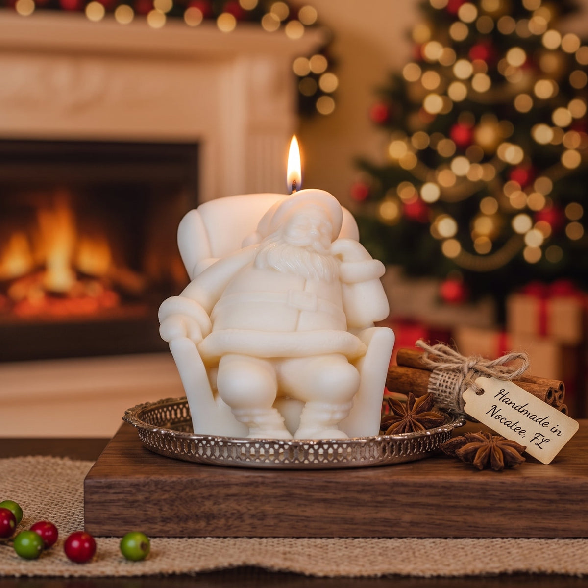 Napping Santa Candle | Sculptural Soy Wax Holiday Decor