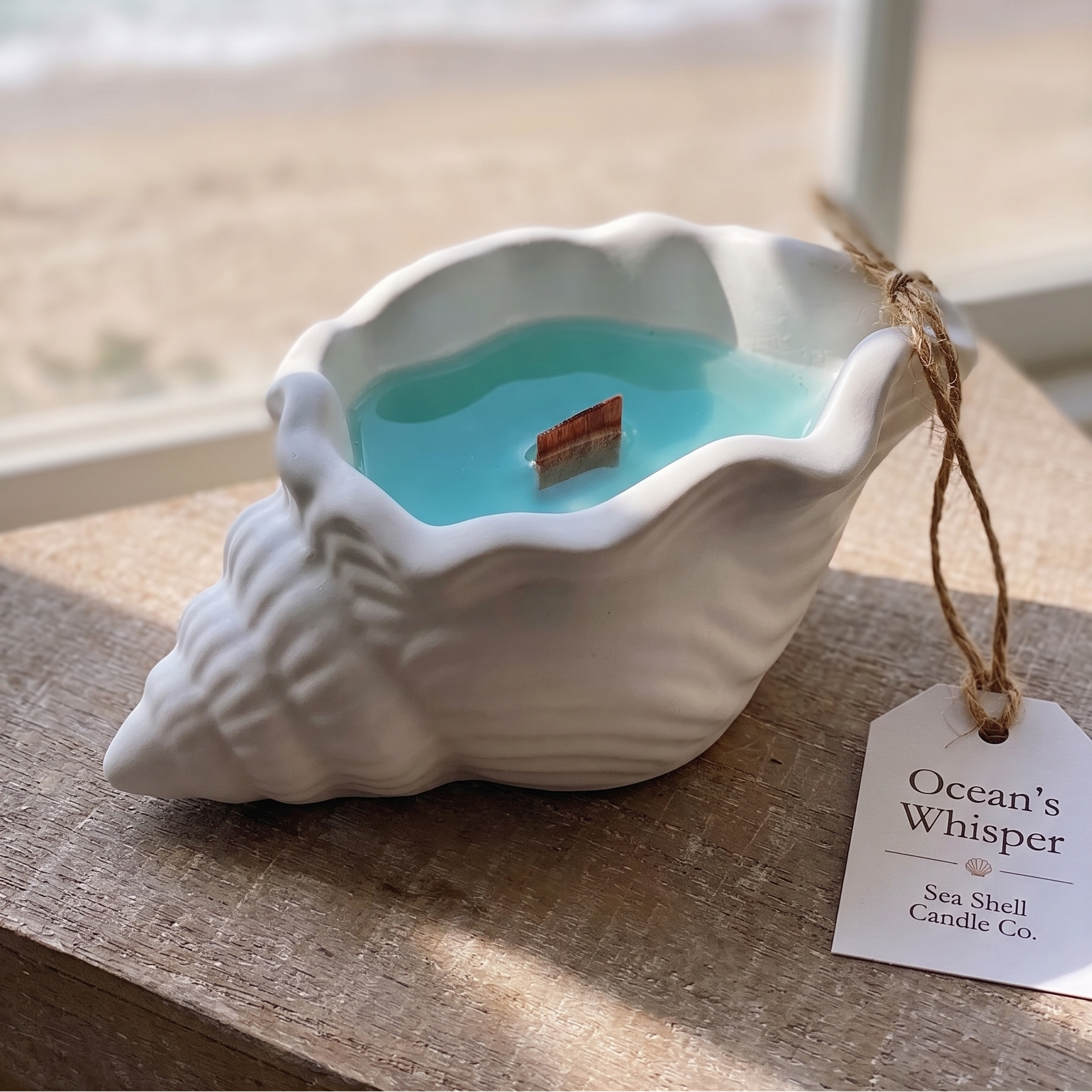 Ocean's Whisper Sea Shell Candle | Jesmonite Vessel