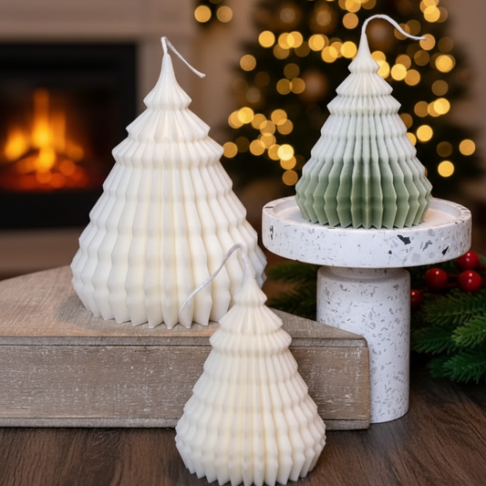 Origami Christmas Tree Candles for Festive Holiday Decor