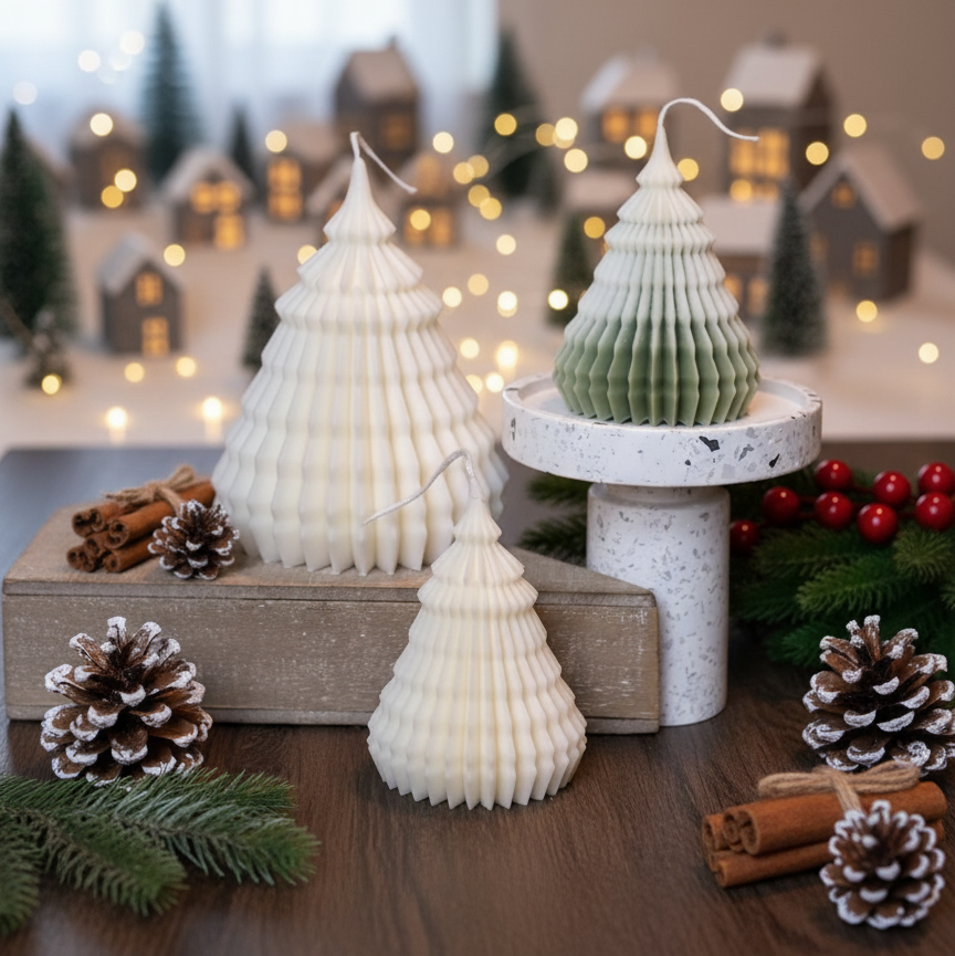 Origami Christmas Tree Candles | Handcrafted Holiday Decor