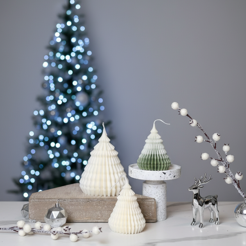 Origami Christmas Tree Candles | Handcrafted Holiday Decor