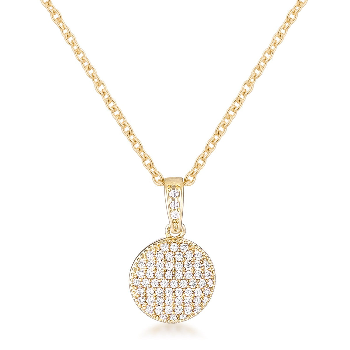 Avera Radiant CZ Disk Pendant Necklace in Pink