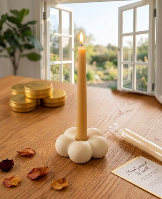 Floral Bubble Taper Candle Holder – Handcrafted Jesmonite