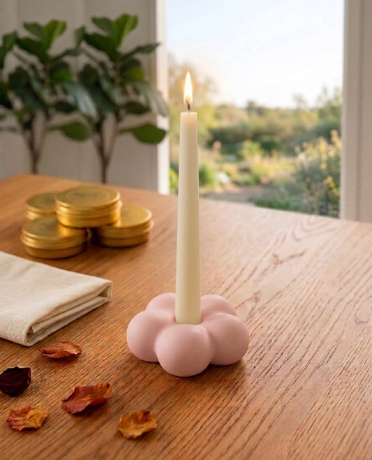 Floral Bubble Taper Candle Holder – Handcrafted Jesmonite