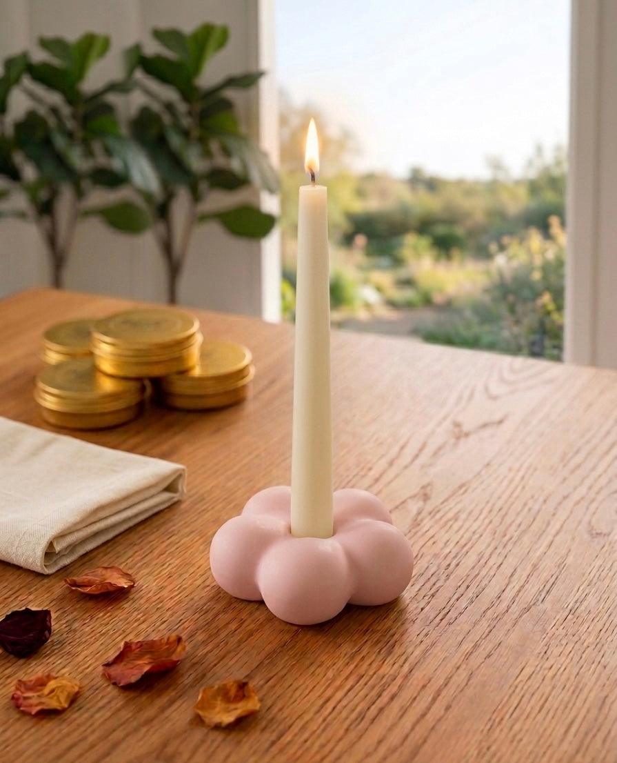 Floral Bubble Taper Candle Holder