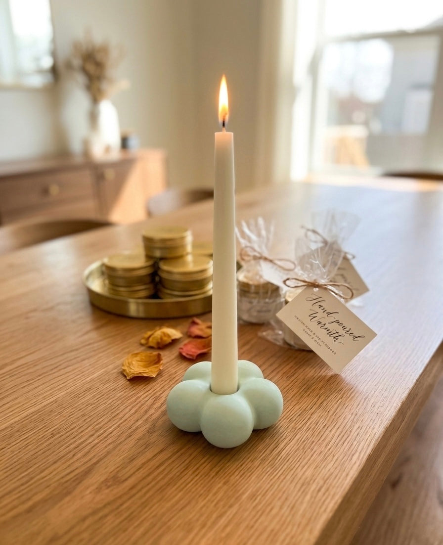 Floral Bubble Taper Candle Holder