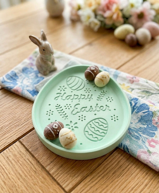 Floral Easter Egg Tray – Handcrafted Jesmonite