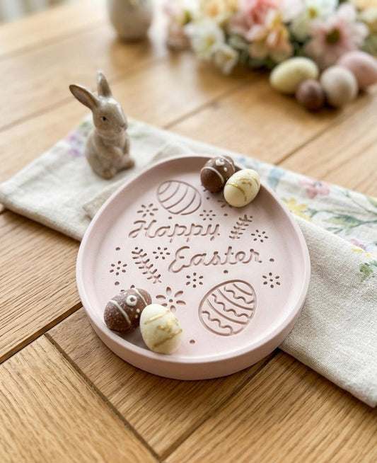 Floral Easter Egg Tray – Handcrafted Jesmonite