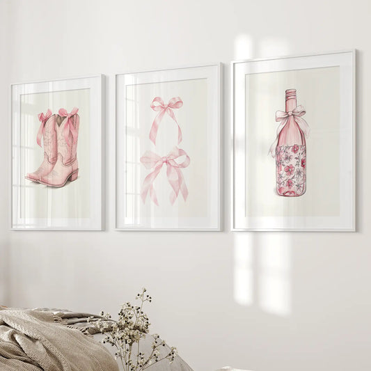 Cowgirl Boots Preppy Modern Wall Art Poster Set