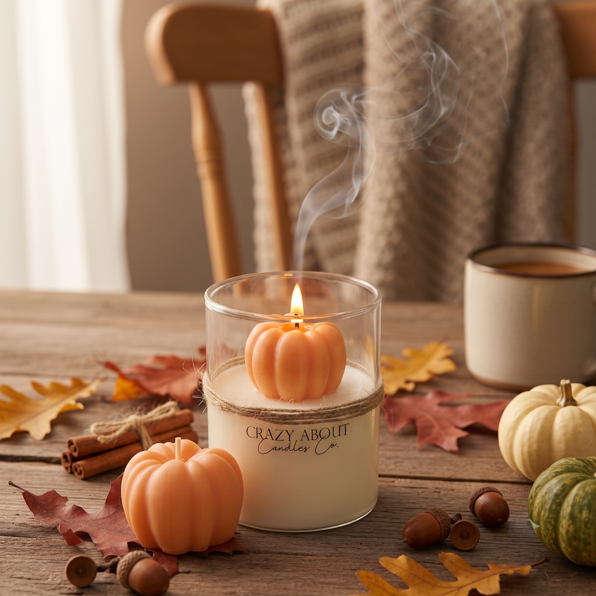 Pumpkin Candle in Glass Jar | Fall Soy Wax Candle