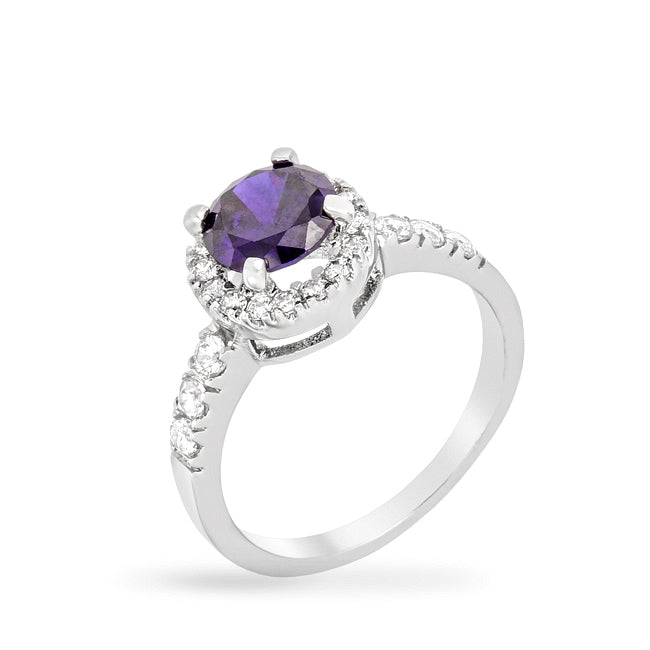 Avera Tape Baguette Cubic Zirconia Engagement Ring in Silver