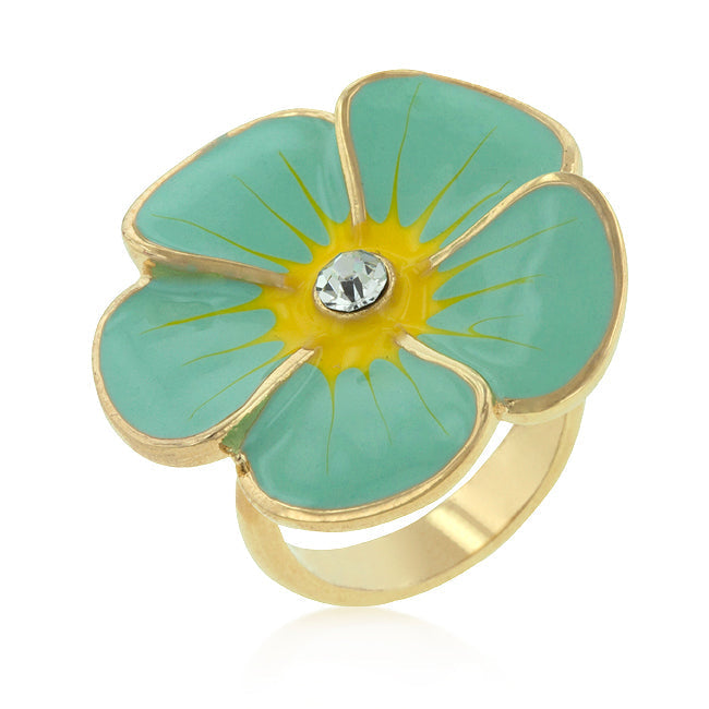 Avera Bezel Set Round Cut Bridal Ring Set in Gold Tone