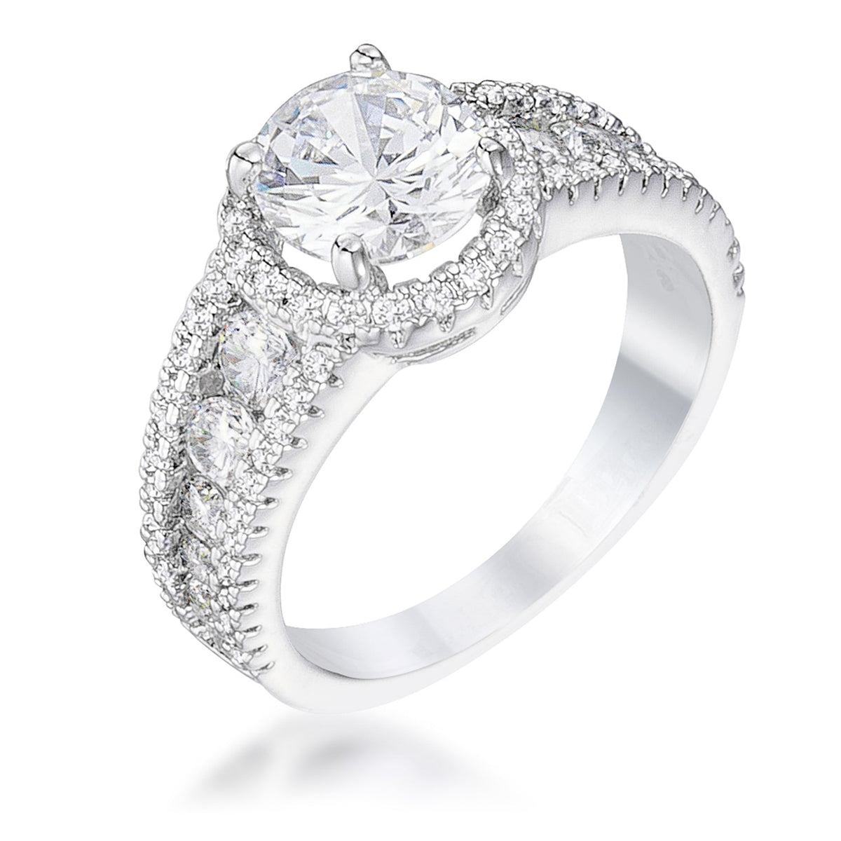 Avera 2.1Ct Plated Solitaire Engagement Halo Ring