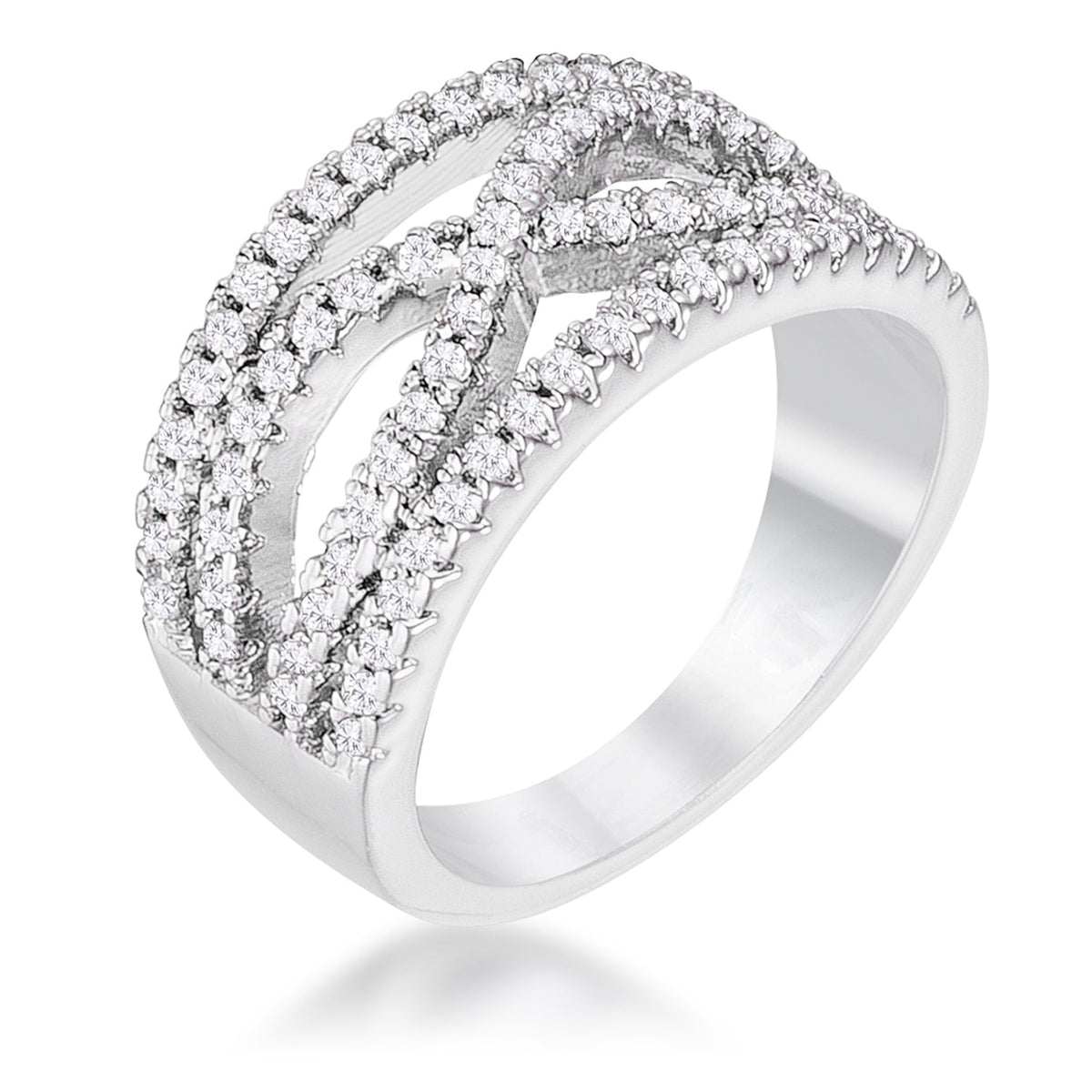 Avera .4Ct Plated Classic Twist Wide Cz Ring
