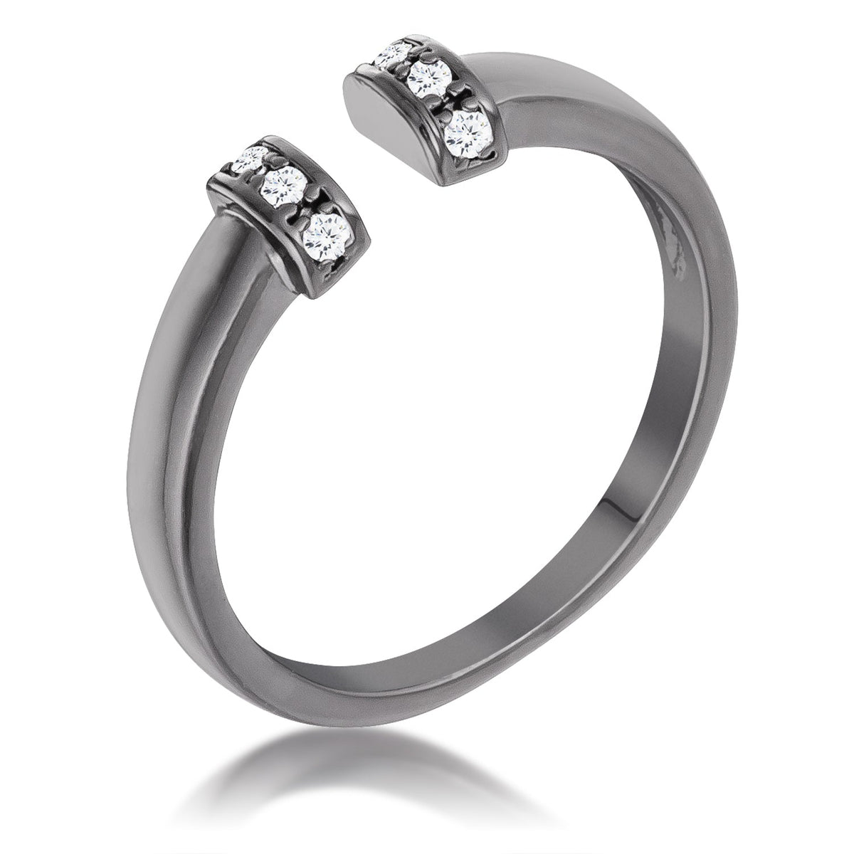 Avera Hematite Petite Cz Open Cuff Ring