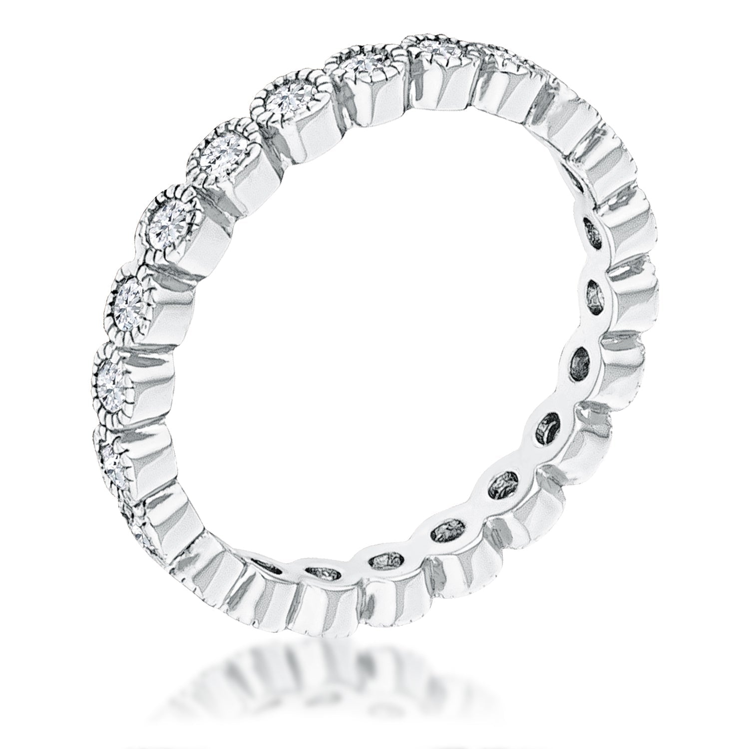 Avera Dotted Cz Round Bezel Eternity Ring In Pink