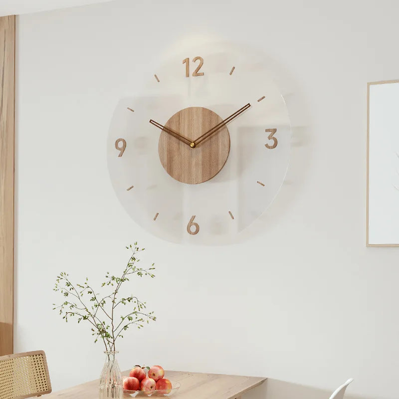 Fashion Clock Wall Clock living room decoration Solid Wood Creative Silent Nordic Simple Quartz Clock Luxury Wall Watch decor