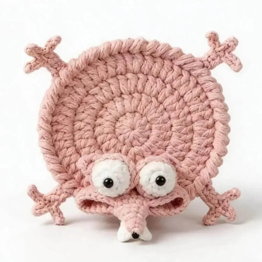 Handmade Crochet Craft Crochet Animal Coaster Soft Knitted Animal Shape Design Knitted Drink Coaster Creative Cartoon Style