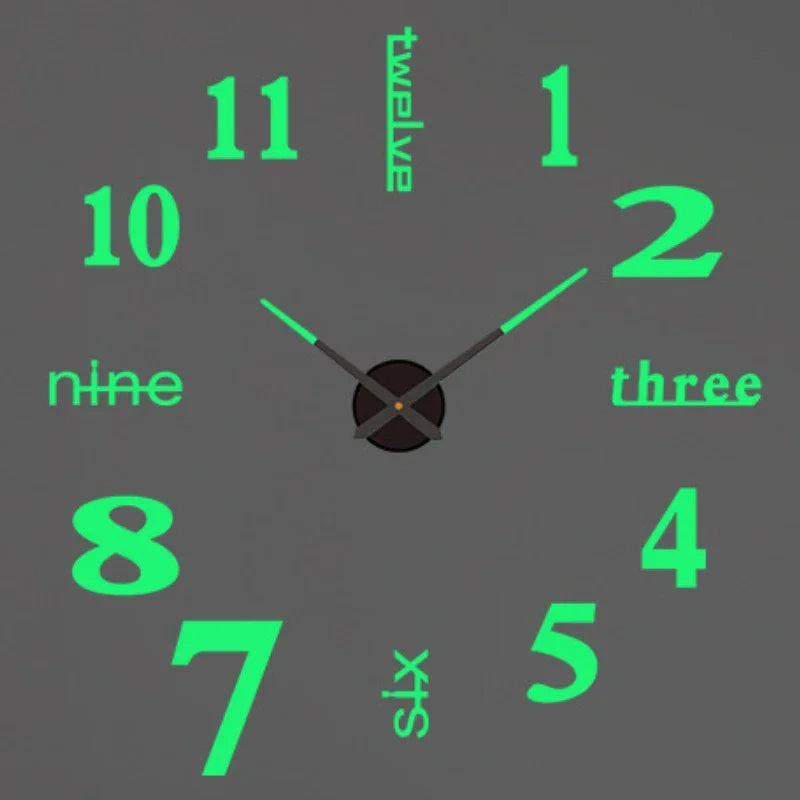 Large 3D Wall Clock Luminous Classic Wall Clocks DIY Digital Clock Wall Watches Stickers Silent Clock for Home Living Room Table