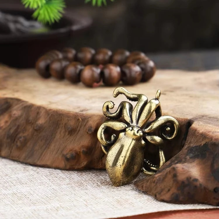 New Antique Octopus Home Decoration Brass Copper Animal Figurines Miniatures Desk Ornament Accessories Creative Table Craft
