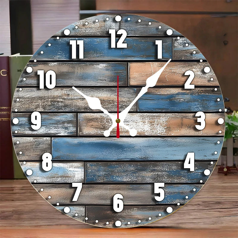 Dolphin Anchor Wooden Round Silent Hanging Wall Clock, Suitable For Living Room, Office, Study Room, Bedroom, Home Decoration