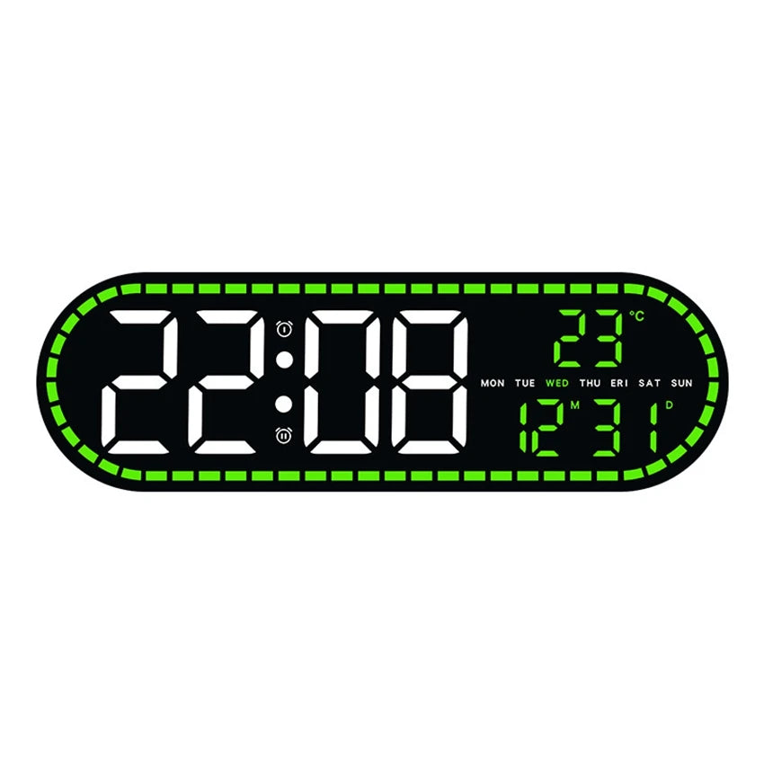 Large Digital Wall Clock Temperature and Date Week Display Electronic LED Table Alarm Clocks Brightness Adjustable 12/24H Format