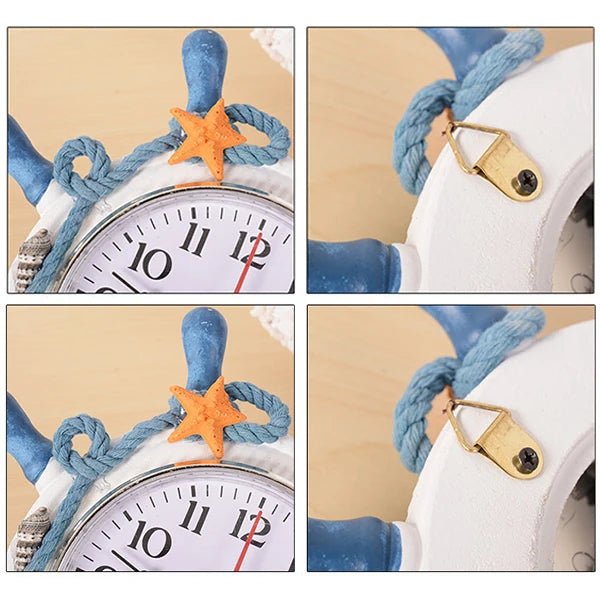 Maritime Decorative Time Clock Kid Timer Nautical Beach Wheel Wall Clock Household Supplies Watch Clock for Kids