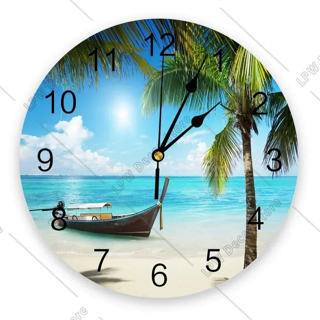 Sea Beach Sailing CloudsWall Clock Home Decor Bedroom Silent Wall Digital Clock Wall Clock Modern Design