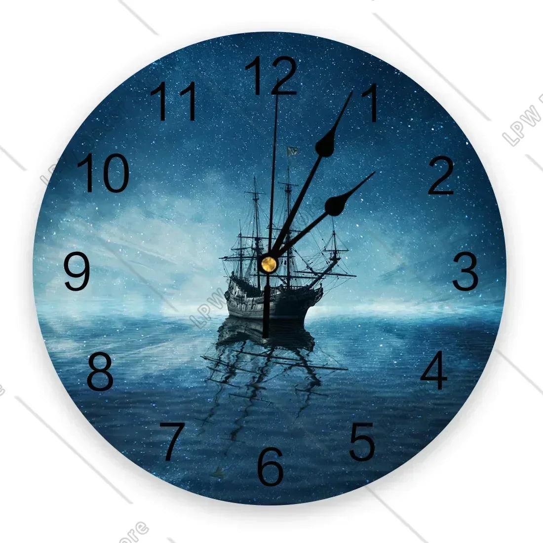 Sea Beach Sailing CloudsWall Clock Home Decor Bedroom Silent Wall Digital Clock Wall Clock Modern Design