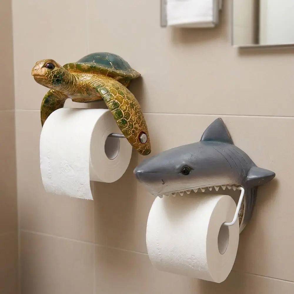 Resin Sea Turtle Toilet Paper Holder Coastal Style Cute Bathroom Tissue Holder Marine Animal Beach Themed